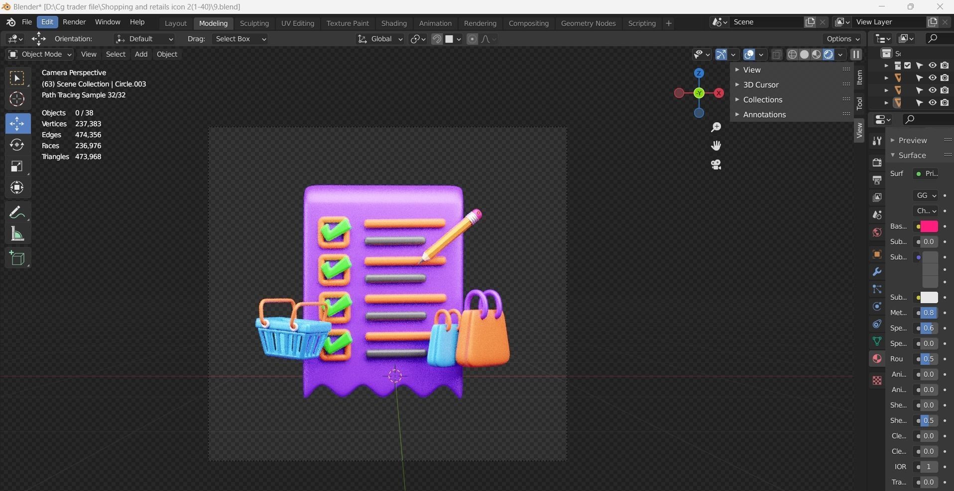Shopping and Retails 3d Illustration  Icon Pack 3D model_23
