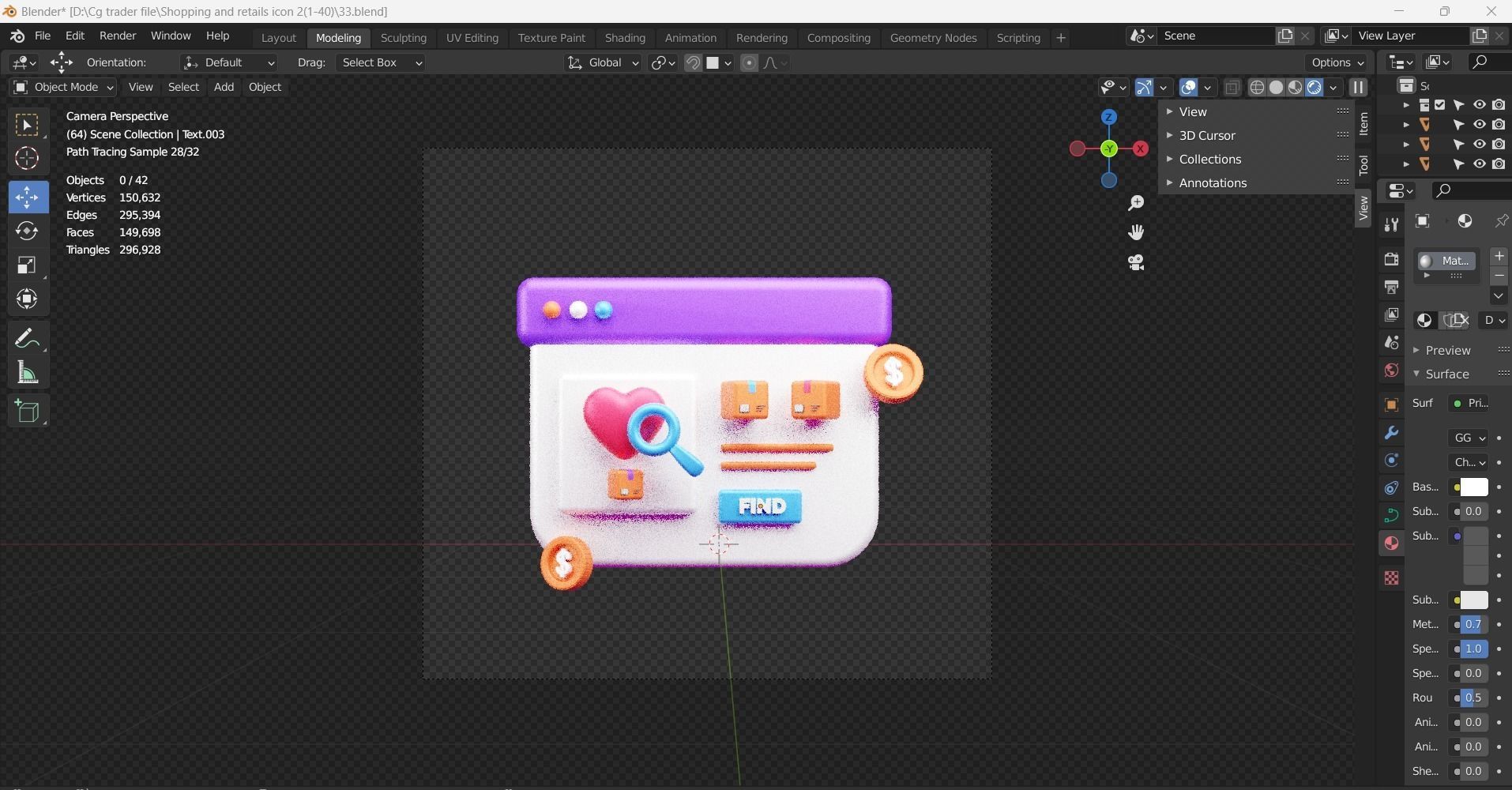 Shopping and Retails 3d Illustration  Icon Pack 3D model_71