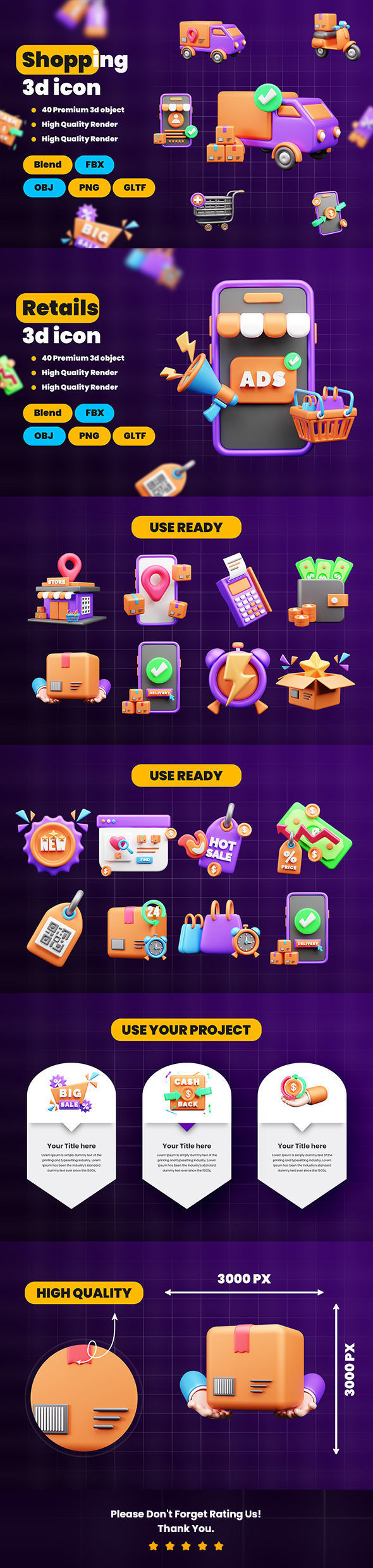 Shopping and Retails 3d Illustration  Icon Pack 3D model_6