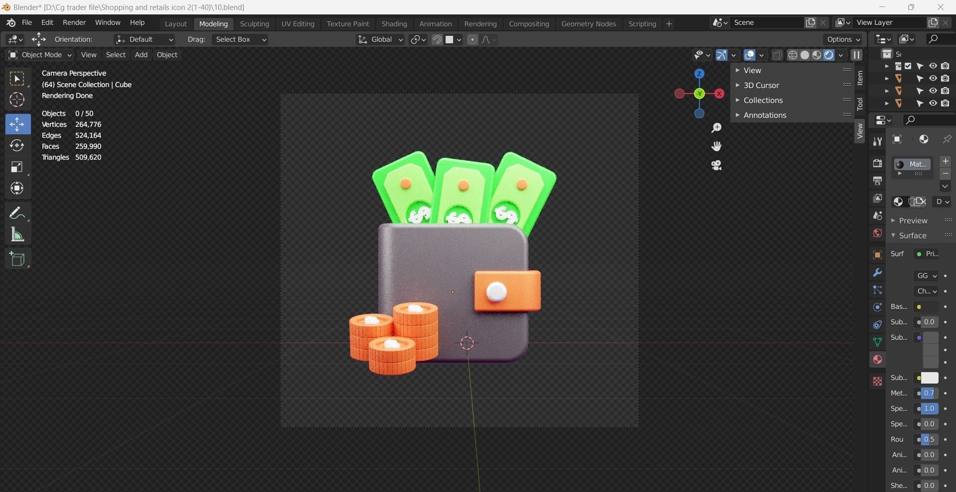 Shopping and Retails 3d Illustration  Icon Pack 3D model_25