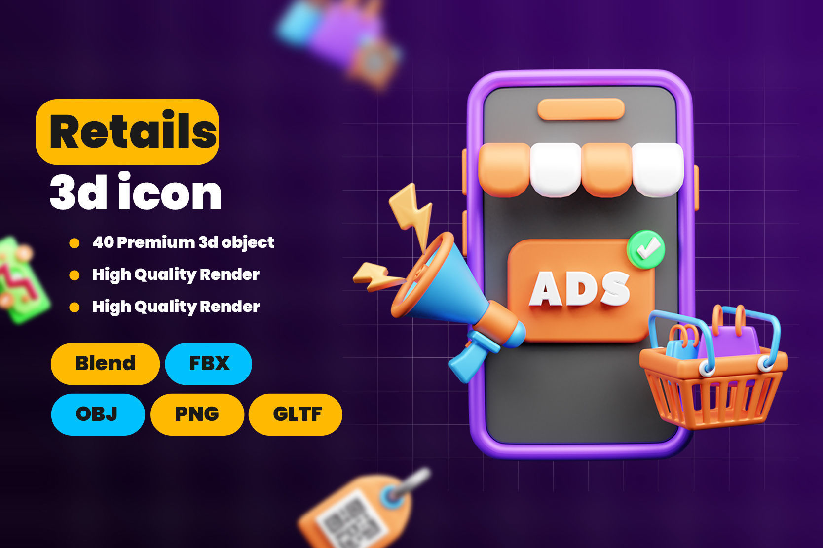 Shopping and Retails 3d Illustration  Icon Pack 3D model_1