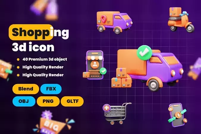 Shopping and Retails 3d Illustration  Icon Pack