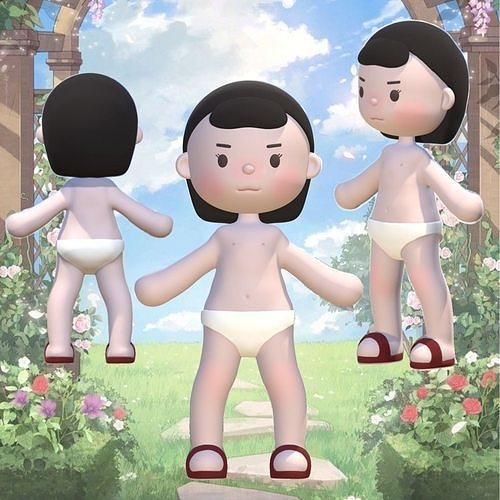 Cartoon Baby girl  Free 3D print model