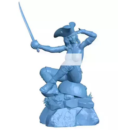 Female pirate sitting on a ledge