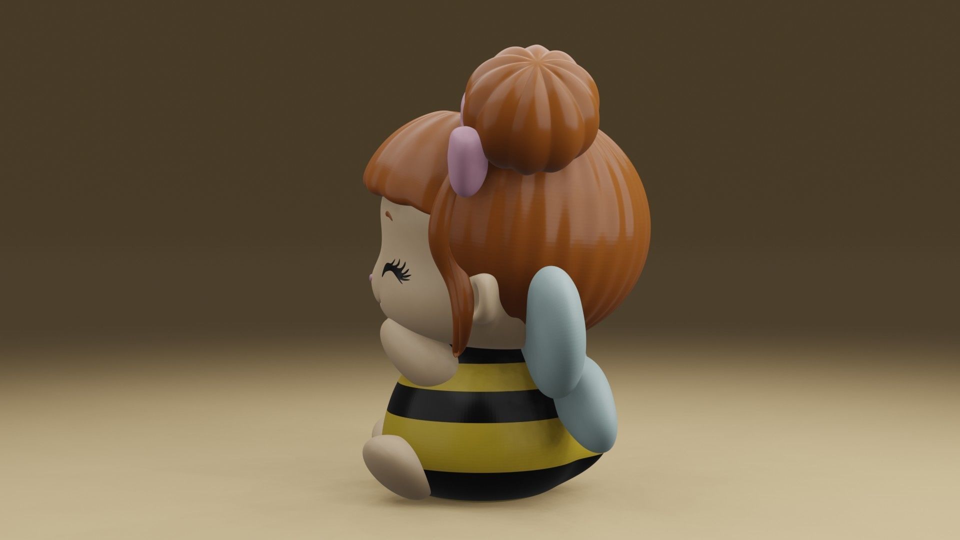 bee girl 3D print model_13