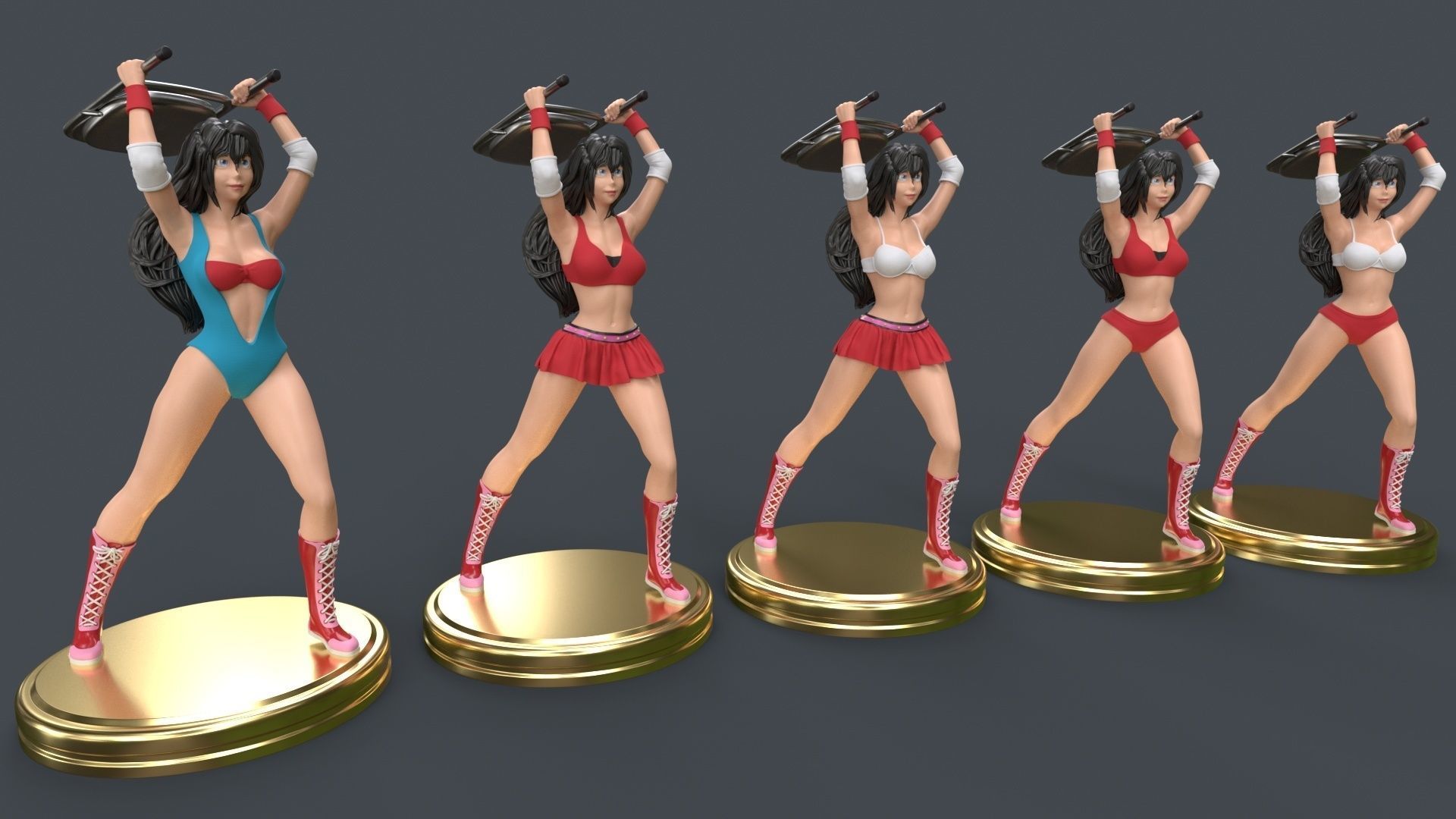 Female Professional Wrestlers A 3D Printing 3D print model_4