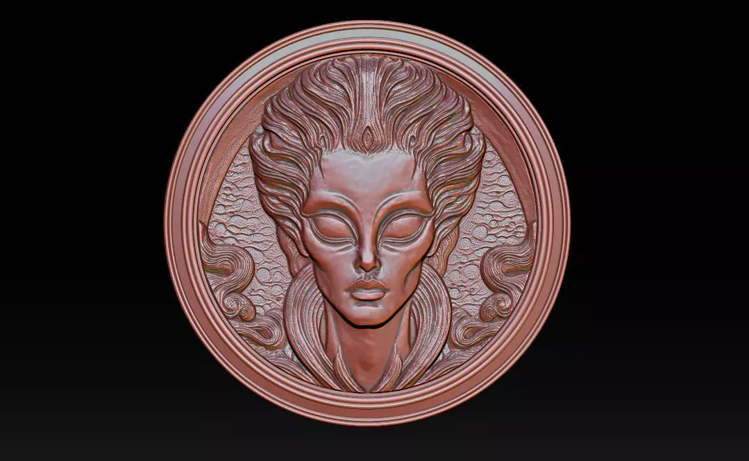 Alien relief model 3D print model_0