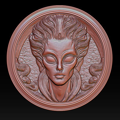 Alien relief model 3D print model_16