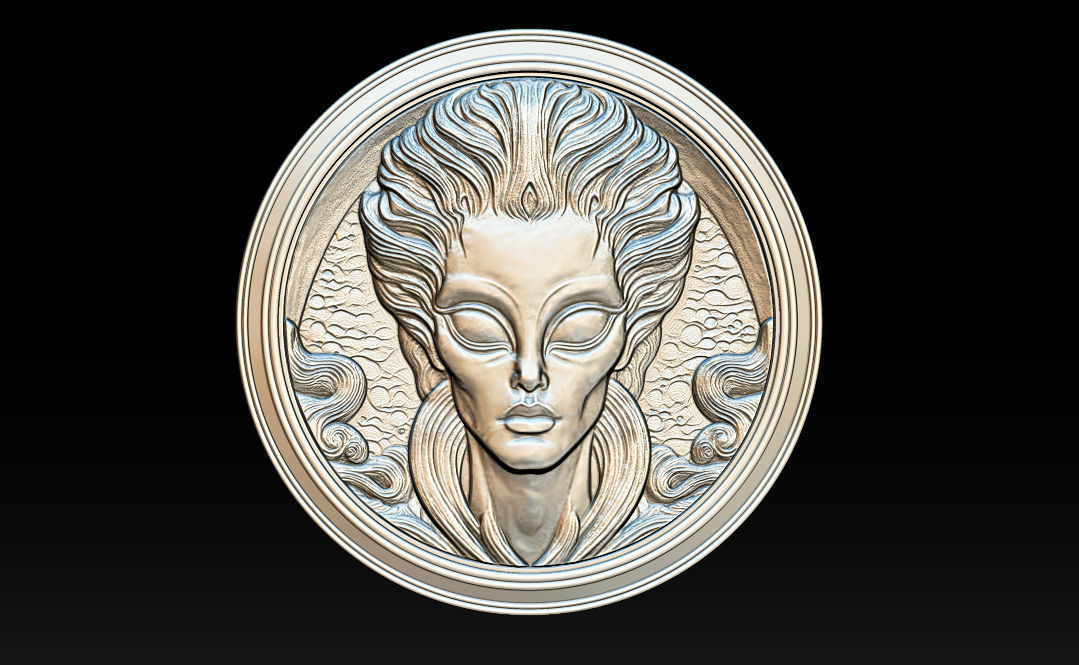 Alien relief model 3D print model_7