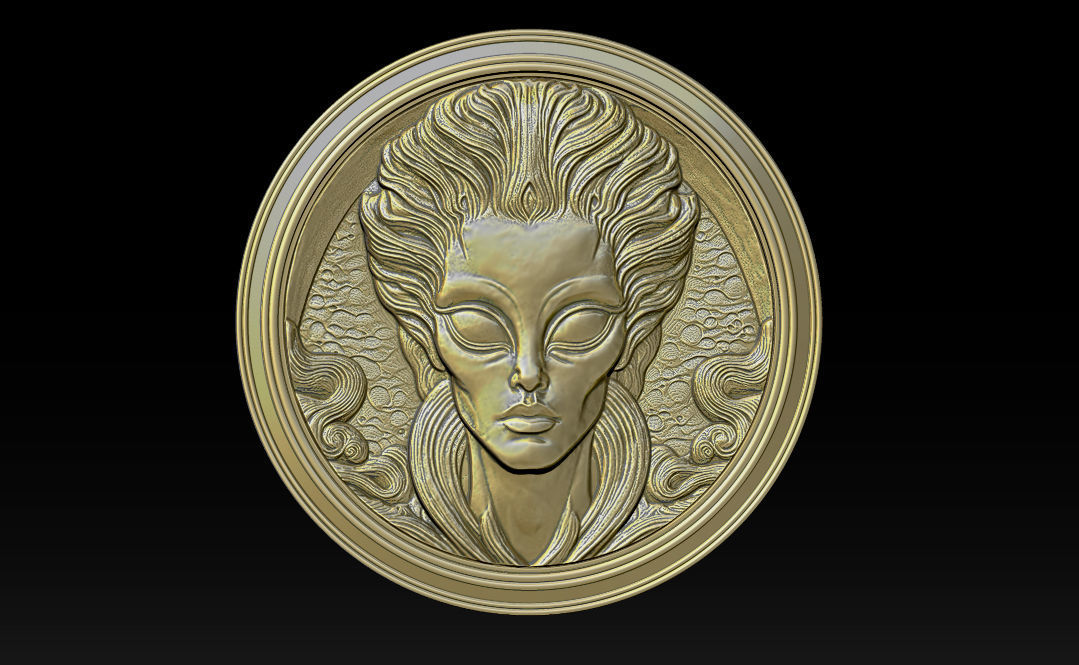 Alien relief model 3D print model_2