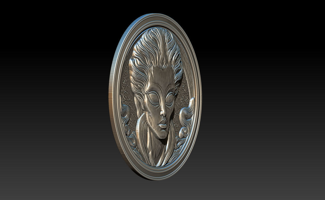 Alien relief model 3D print model_10