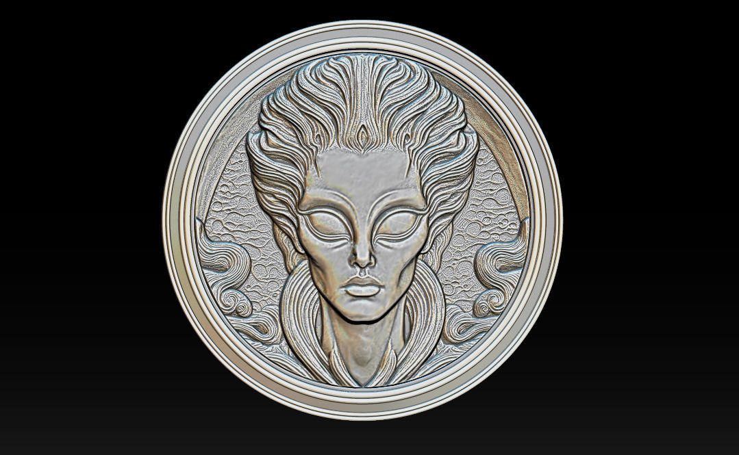 Alien relief model 3D print model_6