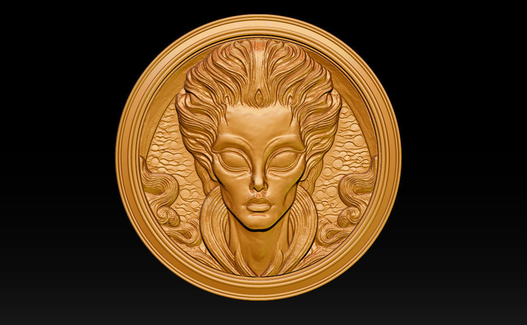 Alien relief model 3D print model_8