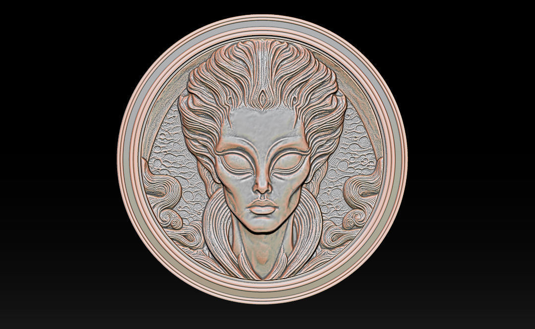 Alien relief model 3D print model_4