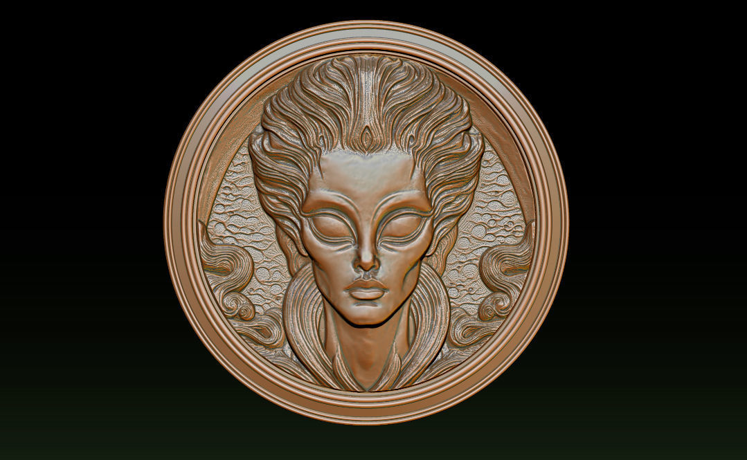 Alien relief model 3D print model_1