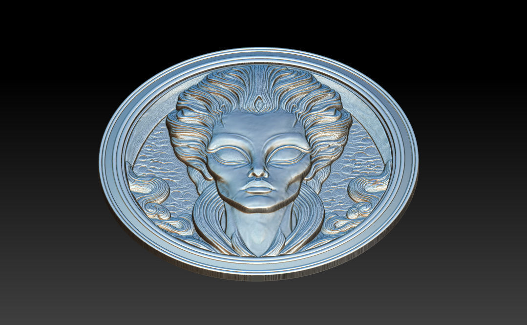 Alien relief model 3D print model_12