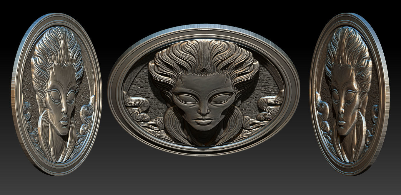 Alien relief model 3D print model_14