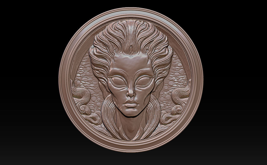 Alien relief model 3D print model_3