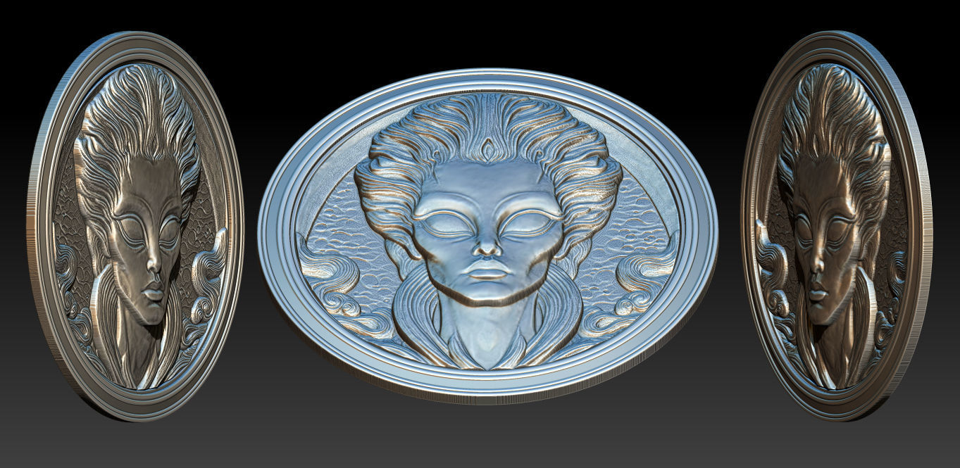 Alien relief model 3D print model_15