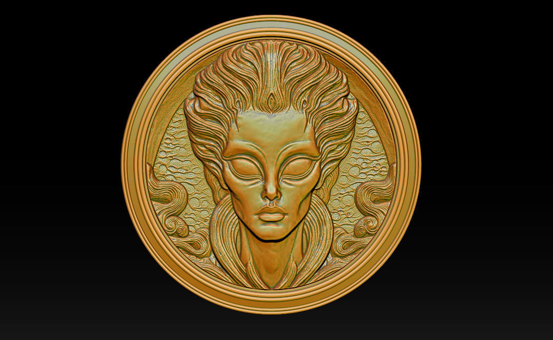 Alien relief model 3D print model_5