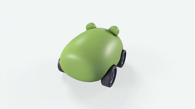 Cartoon Frog Car Cute Low-poly 3D model 4