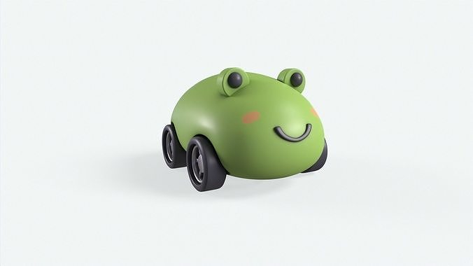 Cartoon Frog Car Cute Low-poly 3D model 5