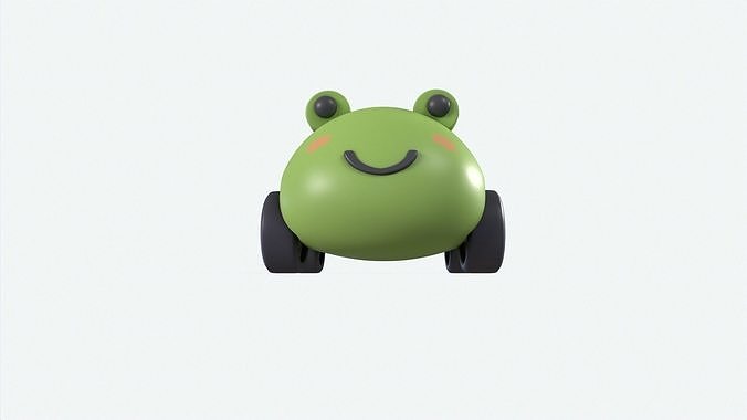 Cartoon Frog Car Cute Low-poly 3D model 7