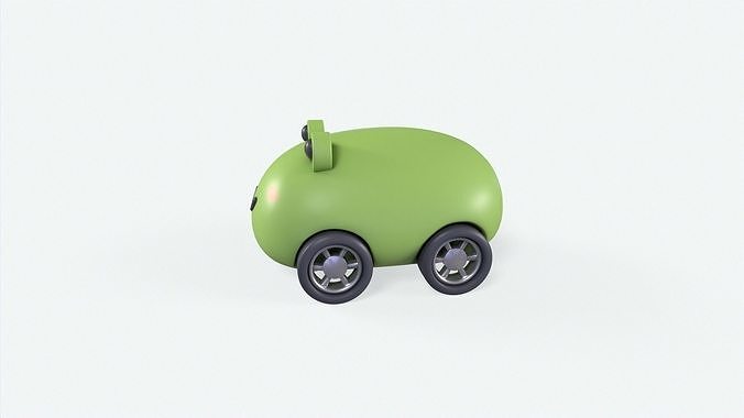 Cartoon Frog Car Cute Low-poly 3D model 2