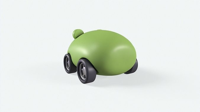 Cartoon Frog Car Cute Low-poly 3D model 3
