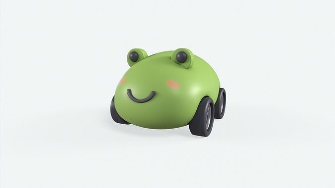 Cartoon Frog Car Cute Low-poly 3D model 6