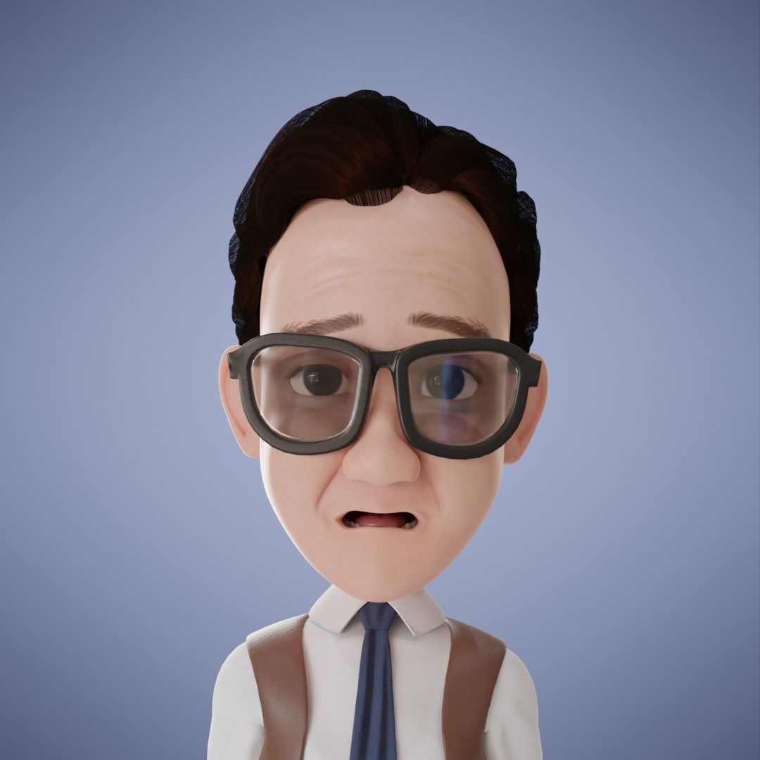 Old Man Cartoon 3D Rigging 3D model_4