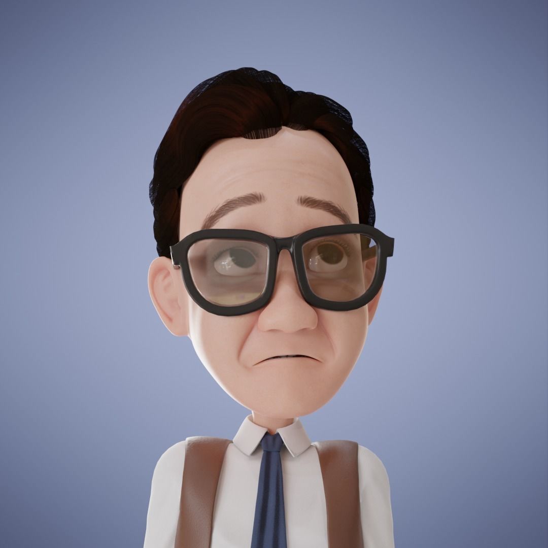 Old Man Cartoon 3D Rigging 3D model_5