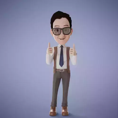 Old Man Cartoon 3D Rigging