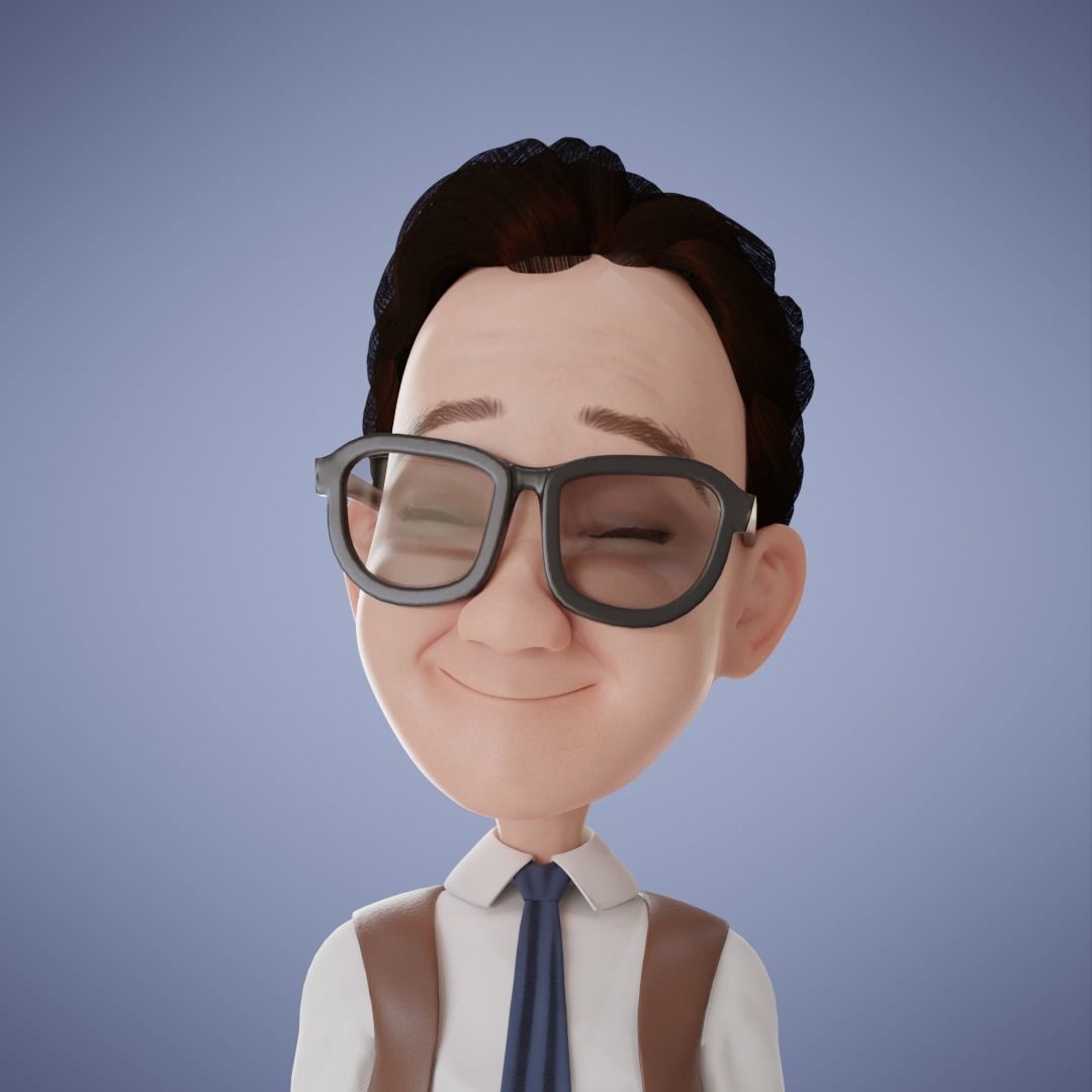 Old Man Cartoon 3D Rigging 3D model_7