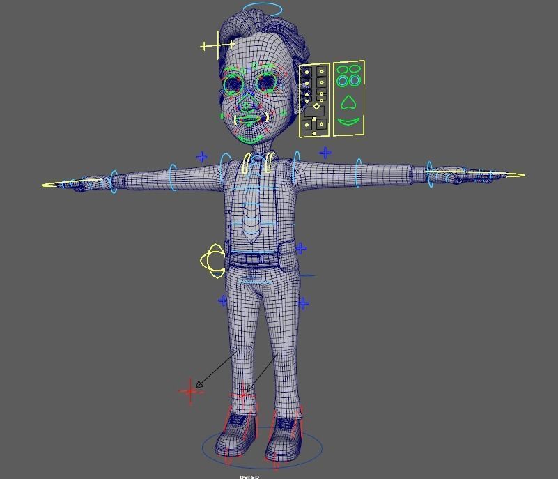 Old Man Cartoon 3D Rigging 3D model_22