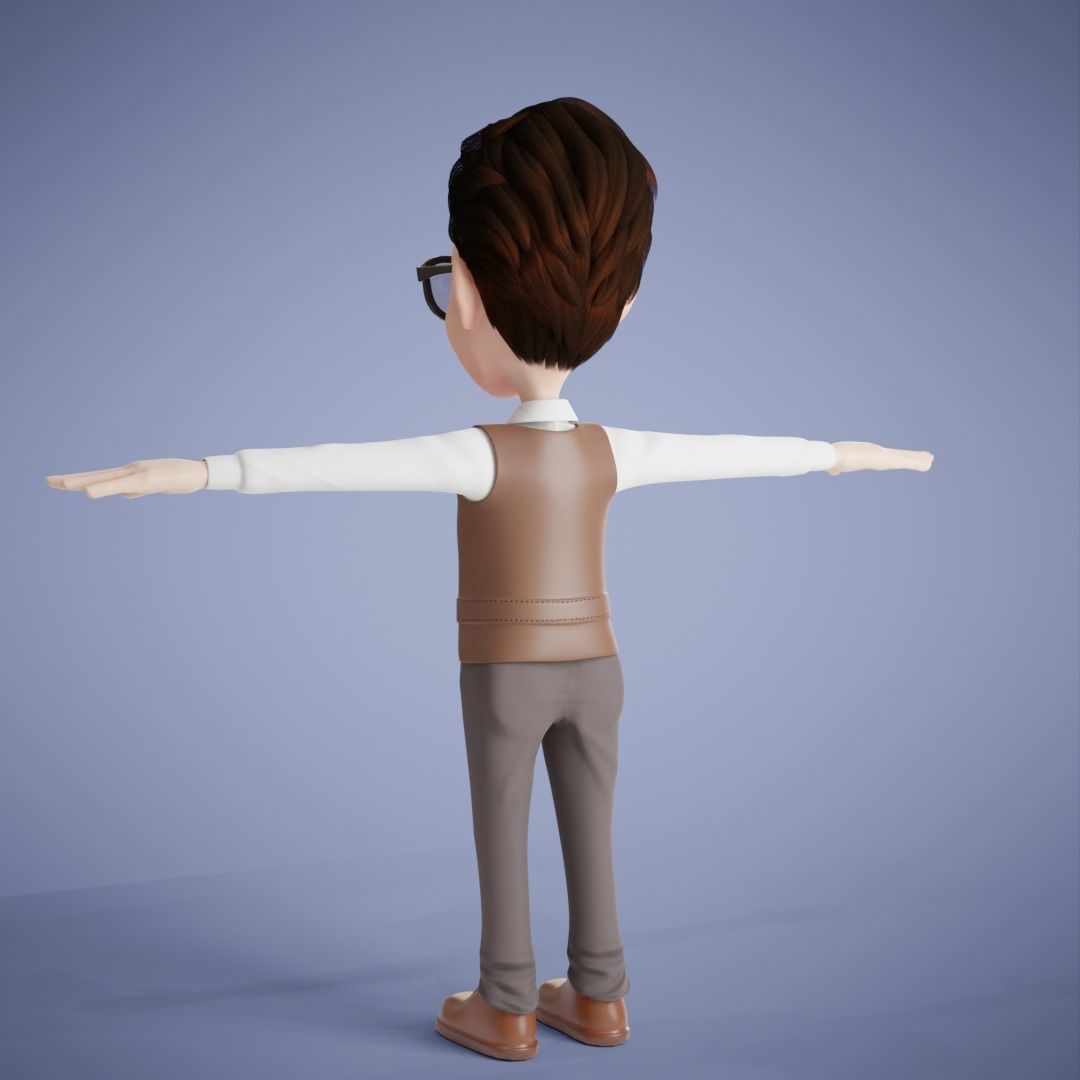 Old Man Cartoon 3D Rigging 3D model_13