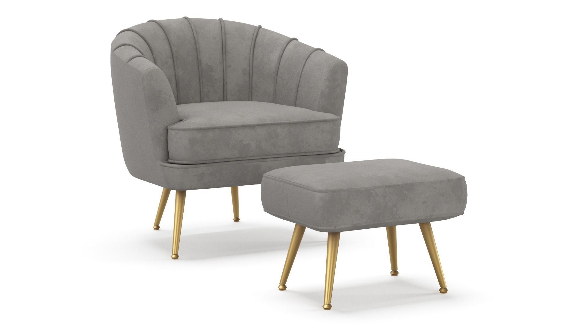 Andeworld Accent Chair with Ottoman 3D model_1