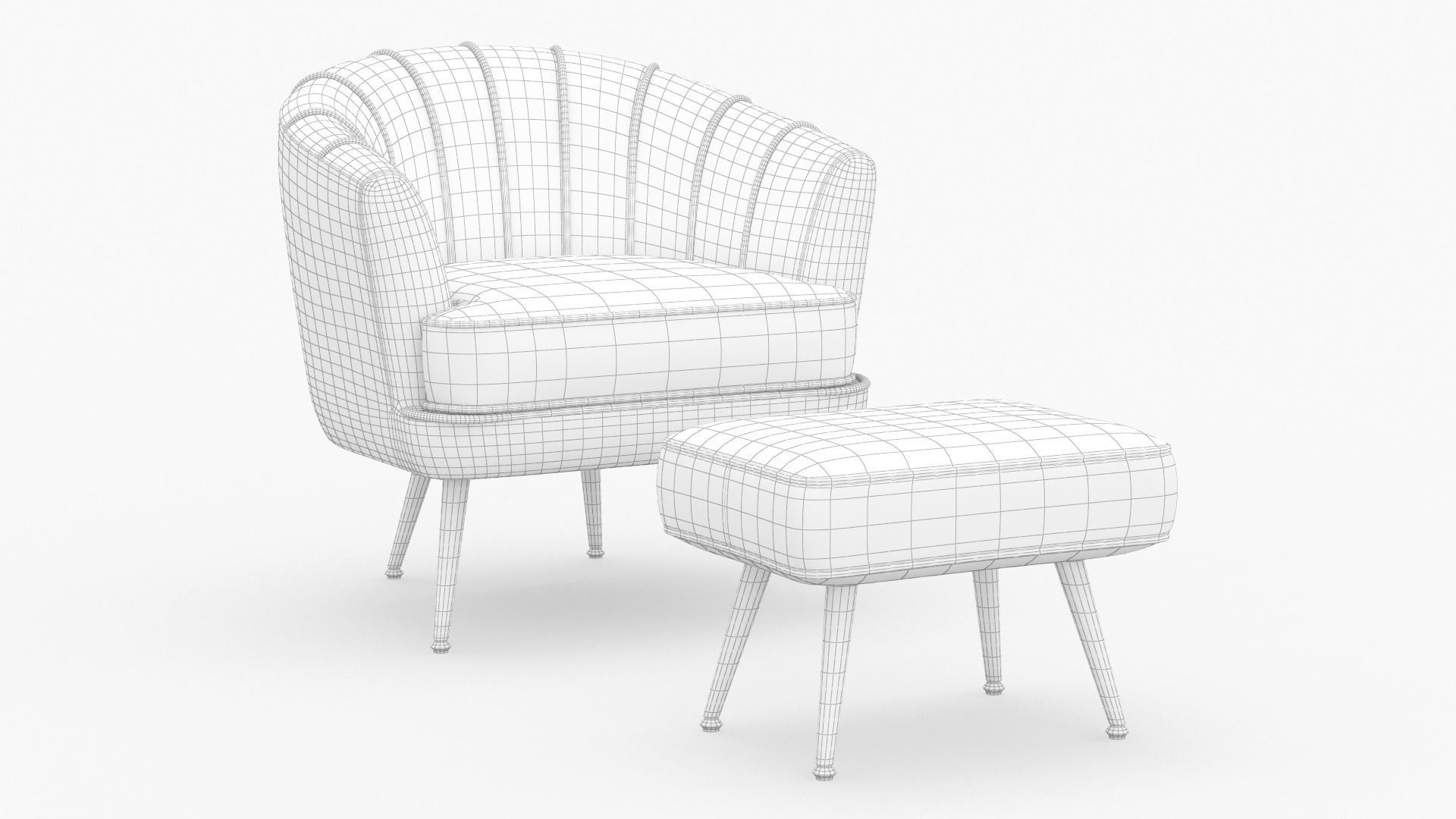 Andeworld Accent Chair with Ottoman 3D model_2