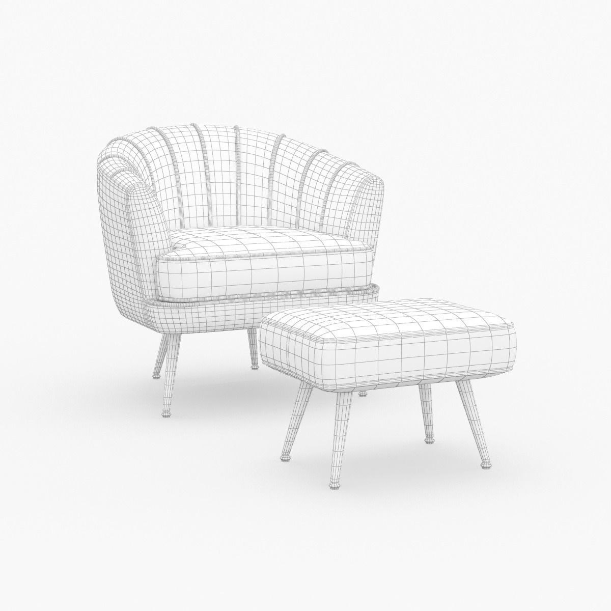 Andeworld Accent Chair with Ottoman 3D model_14