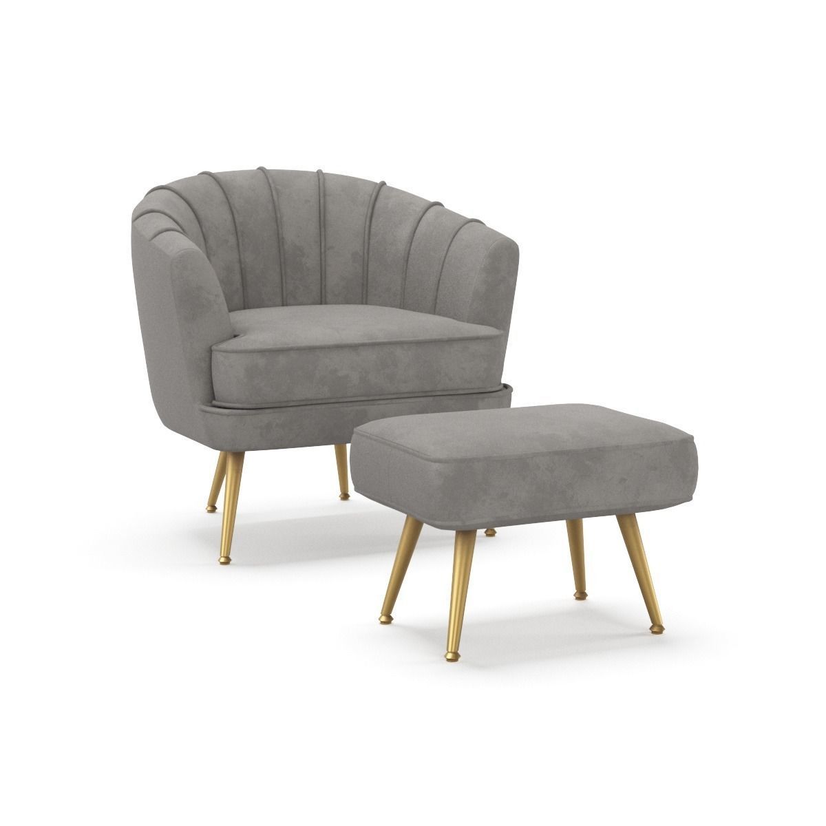 Andeworld Accent Chair with Ottoman 3D model_13