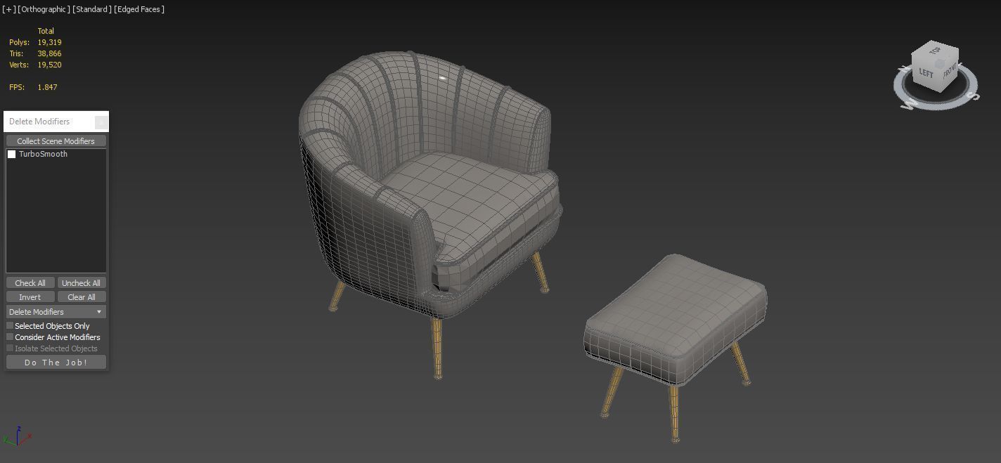 Andeworld Accent Chair with Ottoman 3D model_4