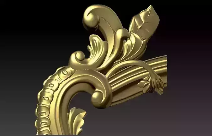 pattern CNC gold-plated sculpted wooden frame pattern 3D model 
