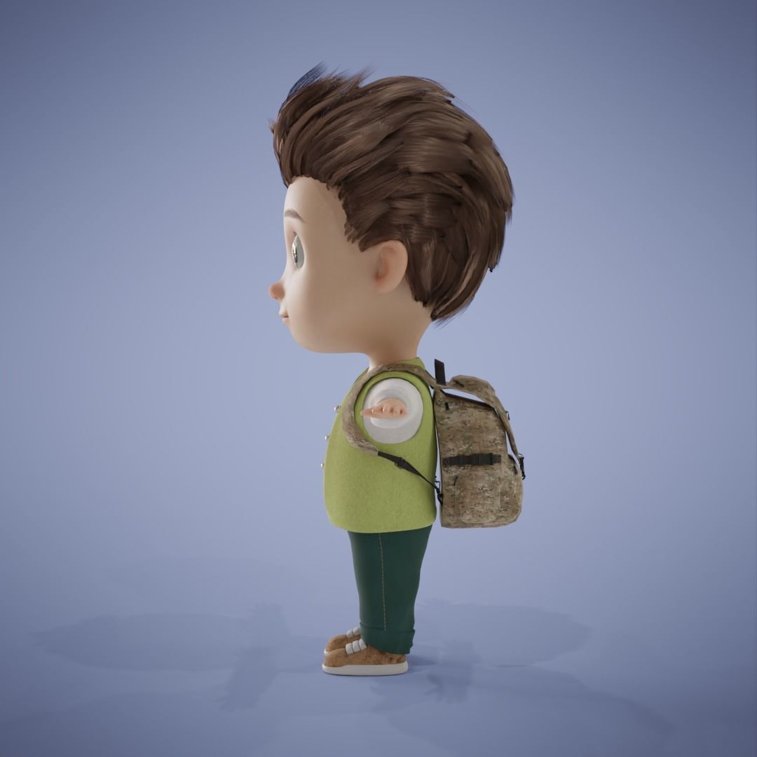 Baby Boy Cartoon 3D Rigging 3D model_11