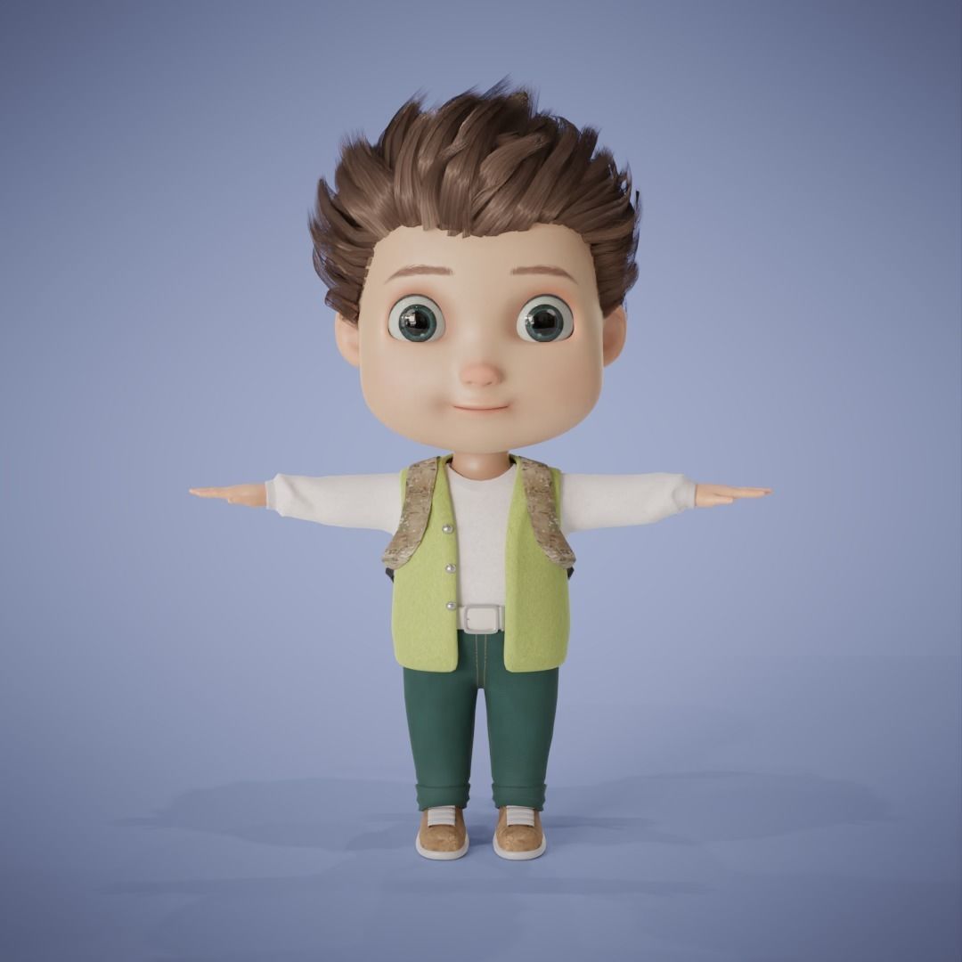 Baby Boy Cartoon 3D Rigging 3D model_9
