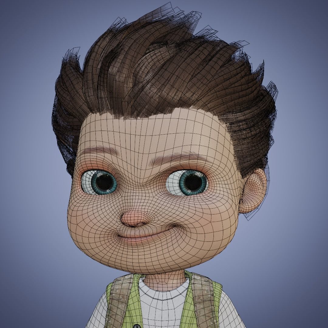Baby Boy Cartoon 3D Rigging 3D model_17