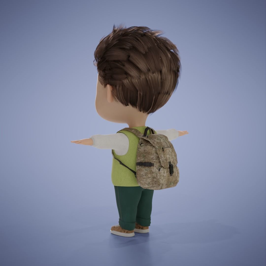 Baby Boy Cartoon 3D Rigging 3D model_12