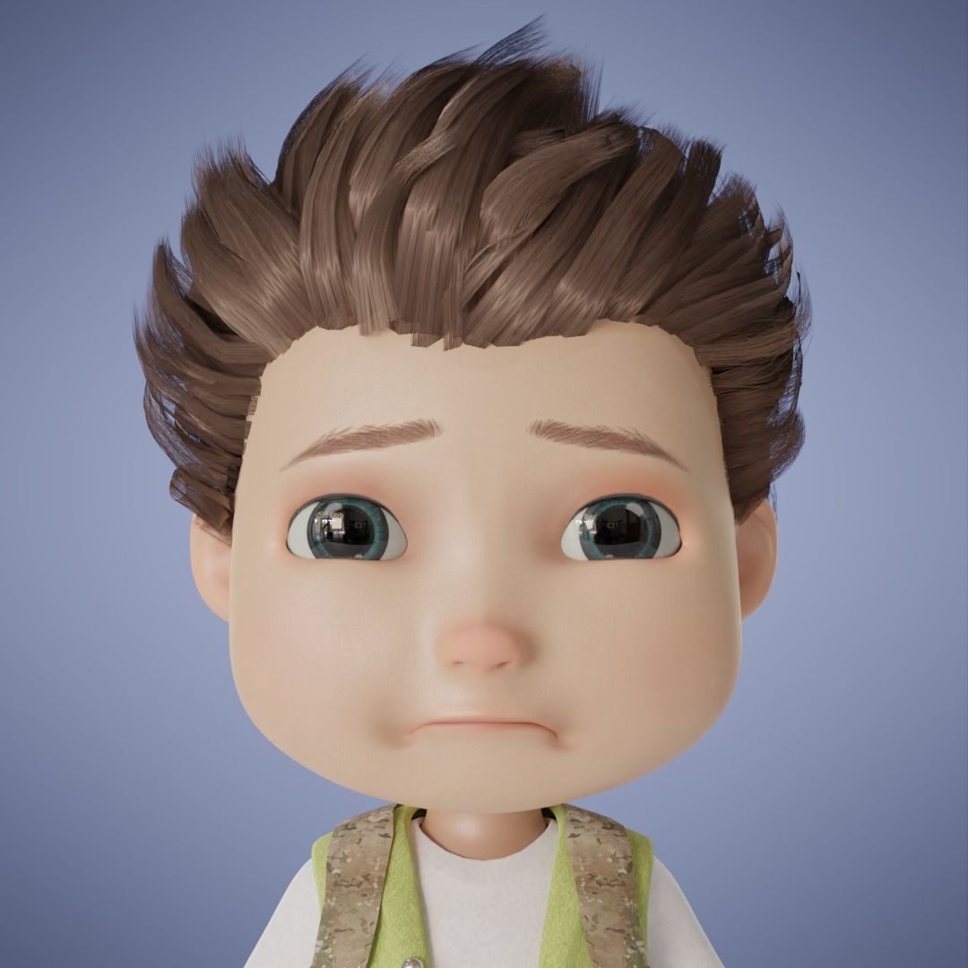 Baby Boy Cartoon 3D Rigging 3D model_8