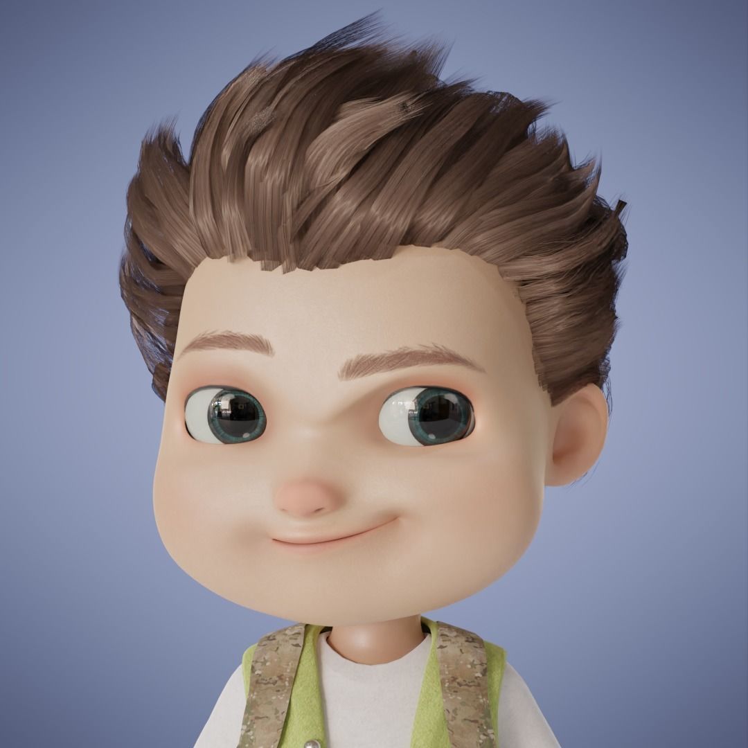 Baby Boy Cartoon 3D Rigging 3D model_4