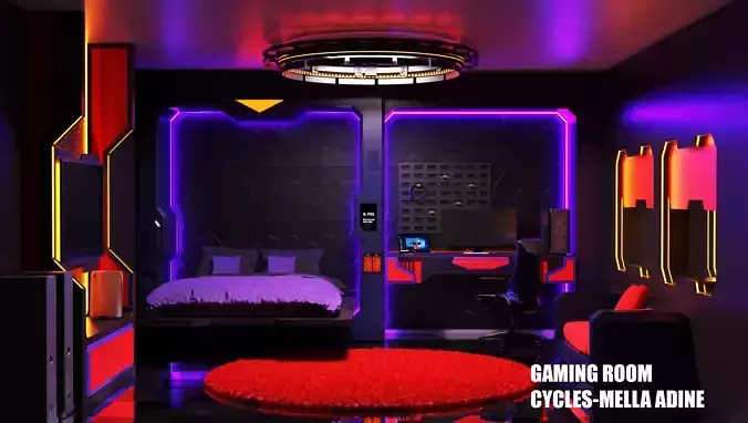 gaming room and digital objects 