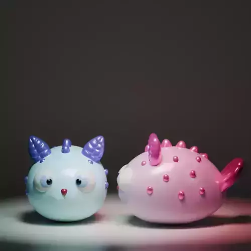 cute kawai sea bunny fish and keytag for 3d print 3D print model